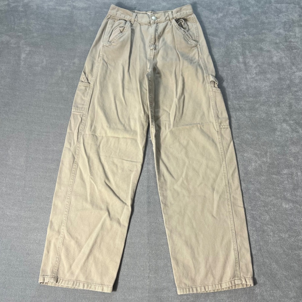 Garage Tan Khaki Carpenter Pants Wide Leg Utility Workwear Womens Size 0